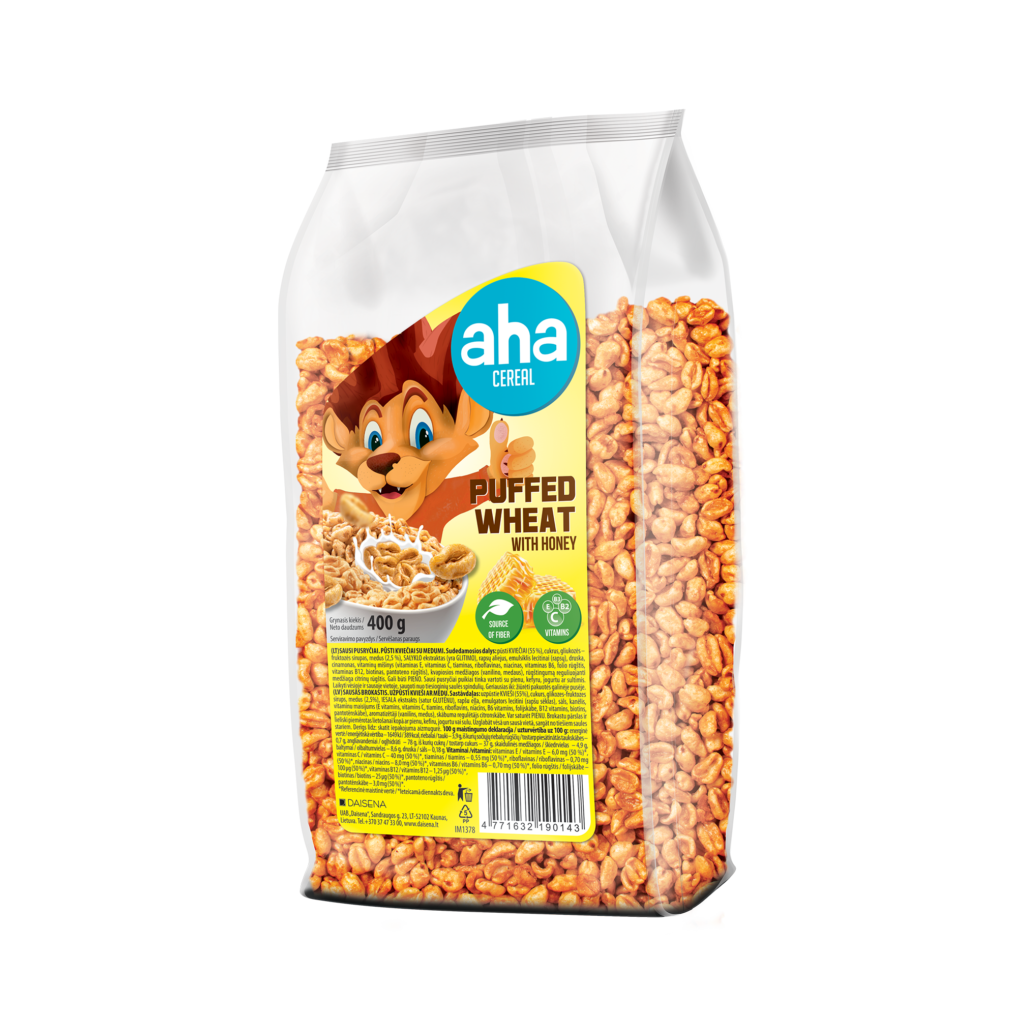 AHA PUFFED WHEAT HONEY 400G